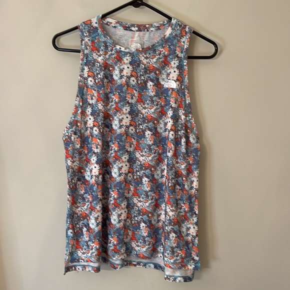 THE NORTH FACE Wander Slitback Womens Tank Top Reef Waters Wild Daisy Print Sz M - Picture 4 of 14